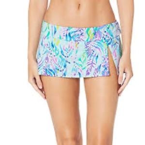 Lilly Pulitzer Calah Skirted Swim Bottom, Blue Oasis Tint Swim Shady, 10, NWT